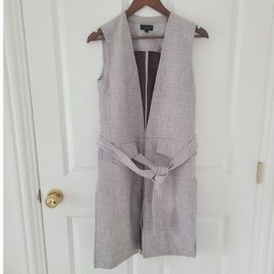Topshop Light Gray Sleeveless Belted Blazer